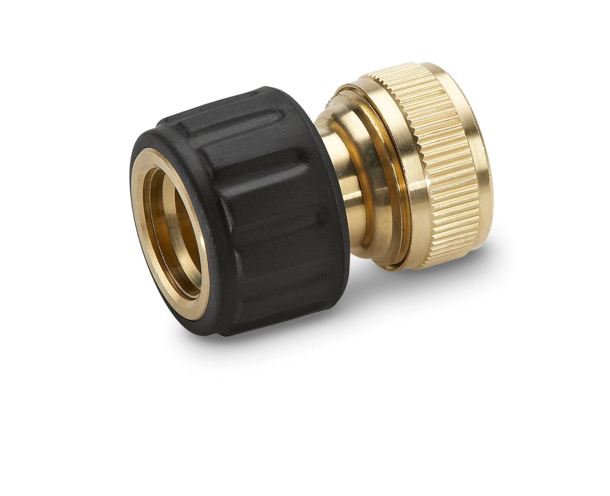 Conector para manguera de latón ½ y 5/8, con Aqua Stop. - KÄRCHER SHOPACCESORIOS
